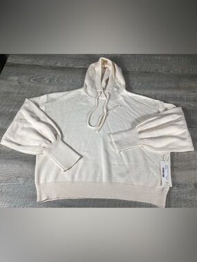 78 & Sunny Hooded Sweater L Cream Knit Pullover Soft Cozy NWT